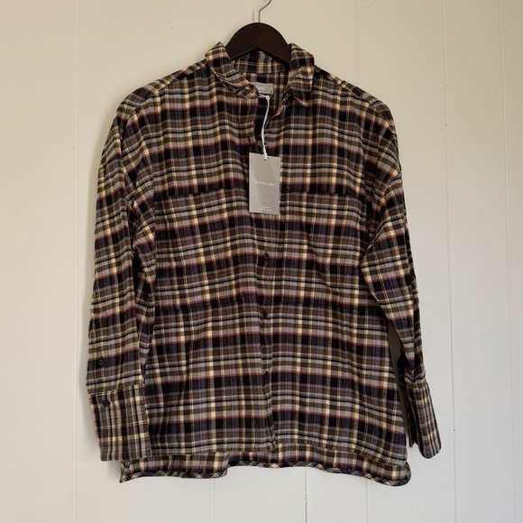 NWT EVERLANE The Boxy 100% Cotton Flannel Medium - Picture 3 of 9